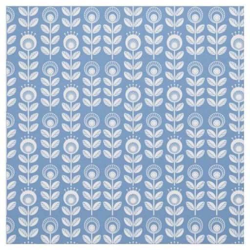 Retro Scandinavian Blue Pattern Fabric