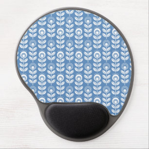 Retro Scandinavian Blue Pattern Gel Mouse Pad