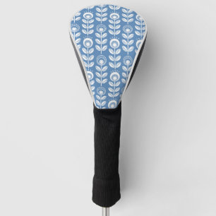 Retro Scandinavian Blue Pattern Golf Head Cover