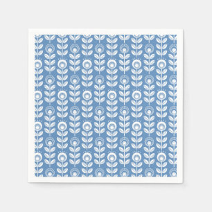 Retro Scandinavian Blue Pattern Napkins