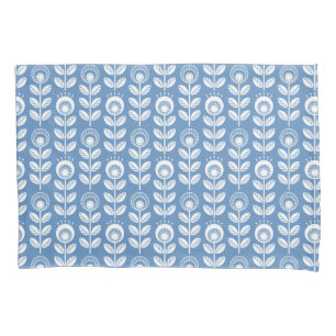 Retro Scandinavian Blue Pattern Pillow Case