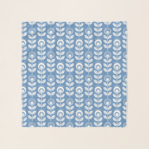 Retro Scandinavian Blue Pattern Scarf