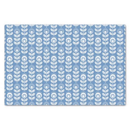 Retro Scandinavian Blue Pattern Tissue Paper