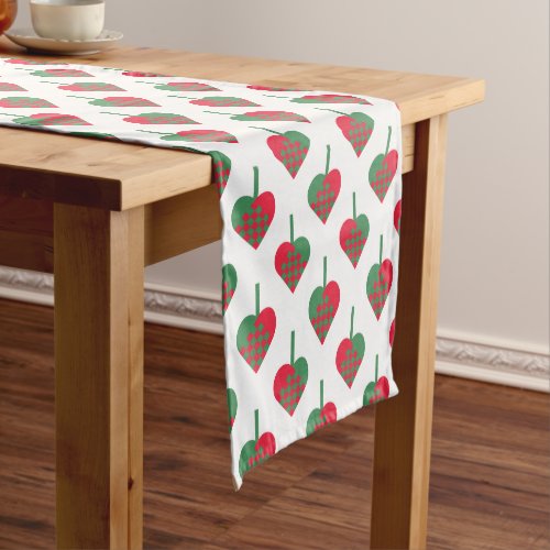 Retro Scandinavian Christmas Hearts Pattern Short Table Runner