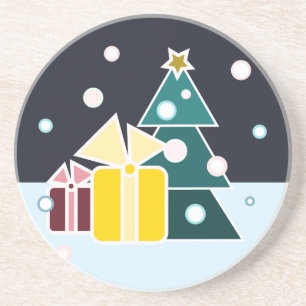 Retro Scandinavian Christmas Tree Gifts Art Drink Coaster