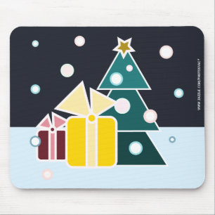 Retro Scandinavian Christmas Tree Gifts Art Mouse Pad