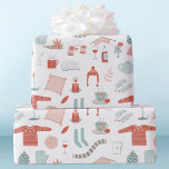 Retro Scandinavian Christmas Wrapping Paper<br><div class="desc">This fun Scandinavian-style wrapping paper is the perfect way to add a touch of Hygge to your gift giving. With its warm and cosy winter design featuring blush pink and sage green accents on a crisp white background, your gifts will look nothing short of stunning. Whether you're wrapping up presents...</div>