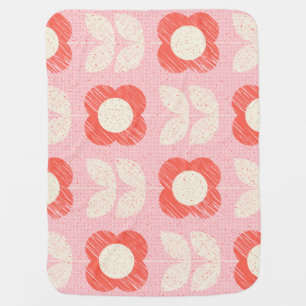 Retro Scandinavian Stylized Floral Seamless Baby Blanket