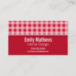 Retro Scarlet Red Gingham; Checkered Business Card at Zazzle