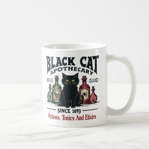 Retro Scary Black Cat Apothecary Witchy Wicca Coffee Mug