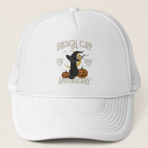 Retro Scary Halloween Costume Black Cat Salem Apot Trucker Hat