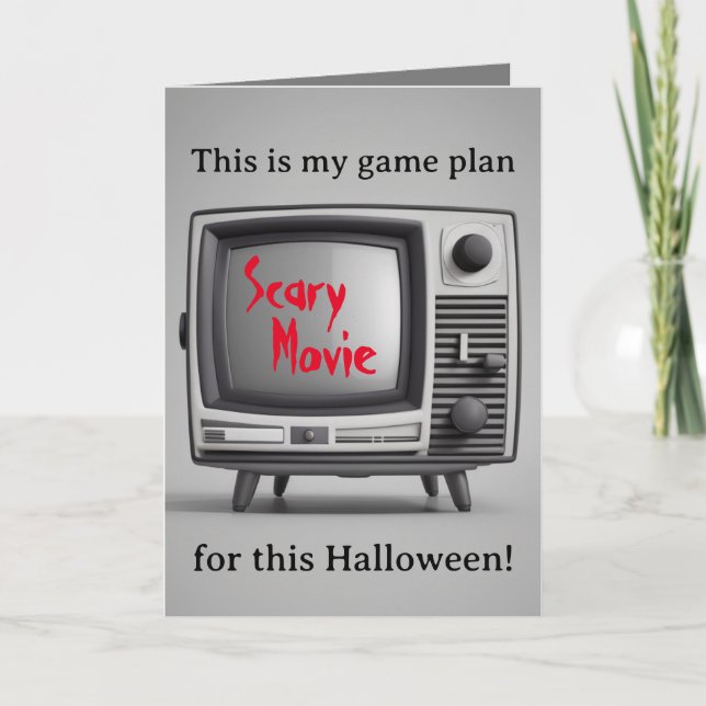 Retro Scary Movie-Binge Watch Partners (Version 1) Holiday Card (Front)
