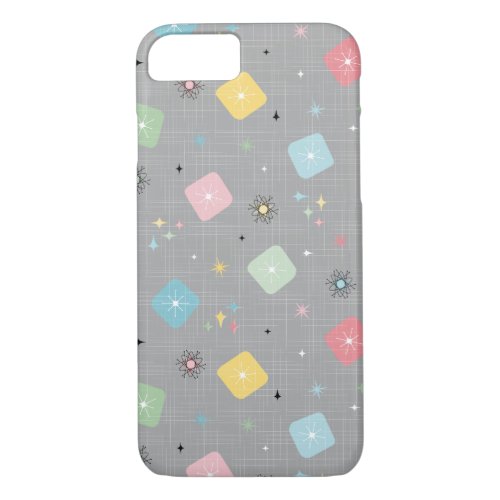 Retro Scattered Atomic Star Explosions Pattern iPhone 87 Case