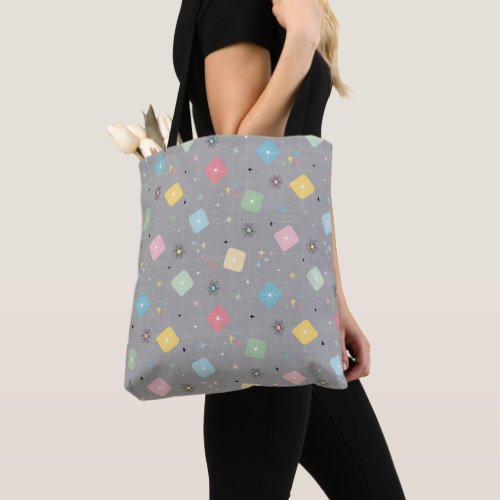 Retro Scattered Atomic Star Explosions Pattern Tote Bag