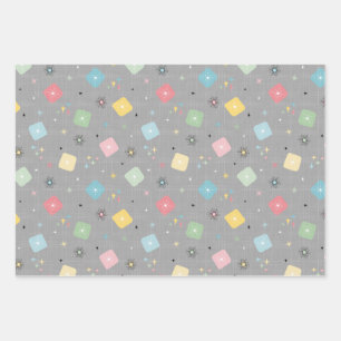 Retro Scattered Atomic Star Explosions Pattern Wrapping Paper Sheets