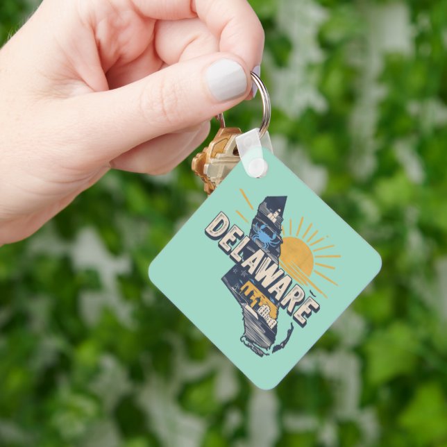 Retro Scenic Delaware Silhouette Keychain (Hand)
