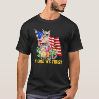 Retro Schnauzer Us Flag In God We Trust July 4th U T-Shirt