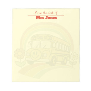 Retro School Bus Personalized "From the Desk Of" Notepad