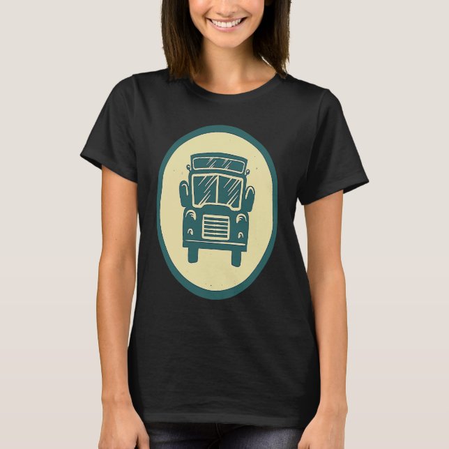 Retro School Bus Vintage Driver T-Shirt (Front)