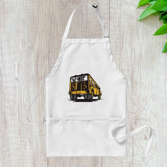 Retro School Bus Vintage Yellow  Adult Apron (Creator Uploaded)