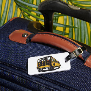 Retro School Bus Vintage Yellow Luggage Tag