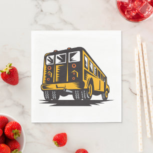 Retro School Bus Vintage Yellow Napkins