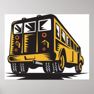 Retro School Bus Vintage Yellow Poster