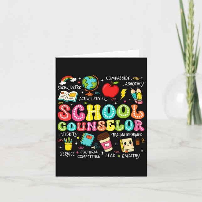 Retro School Counselor Back To School Teacher Coun Card (Front)