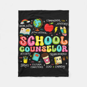 Retro School Counselor Back To School Teacher Coun Fleece Blanket
