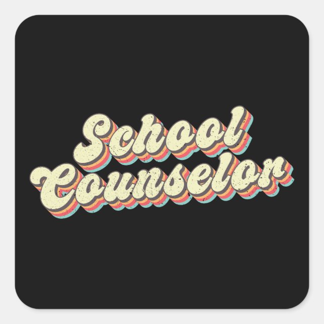  Retro School Counselor Counseling Teacher Square Sticker (Front)