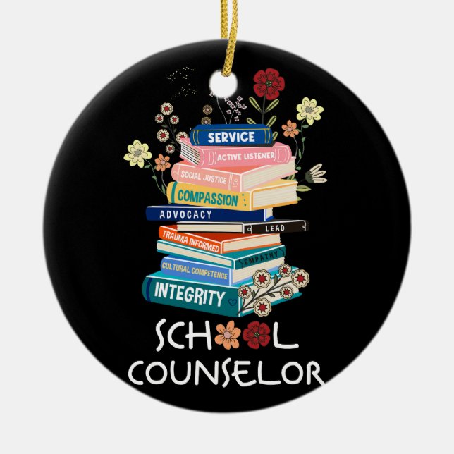 Retro School Counselor Therapist Mental Health Adv Ceramic Ornament (Front)
