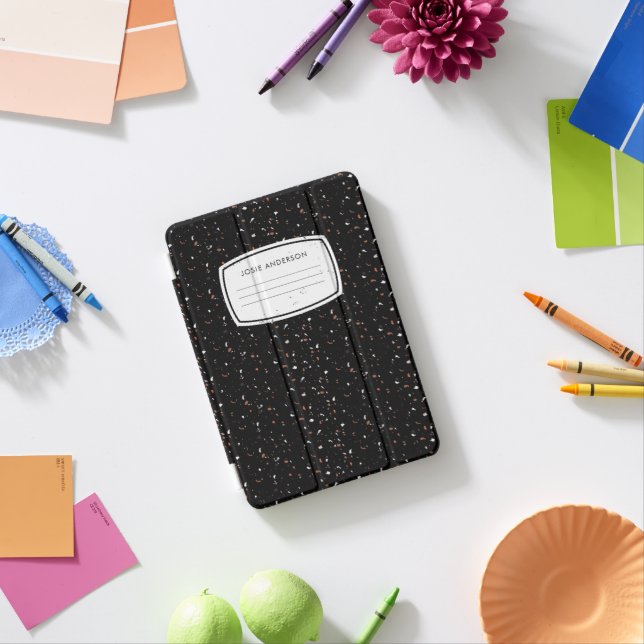 Retro School Notebook | Terrazzo Monogram iPad Mini Cover (In Situ)