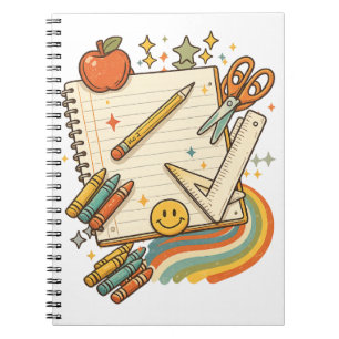 Retro School Supplies Collage Notebook 