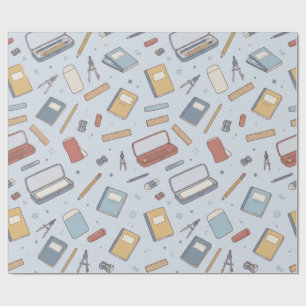 Retro School Supplies Vintage Wrapping Paper
