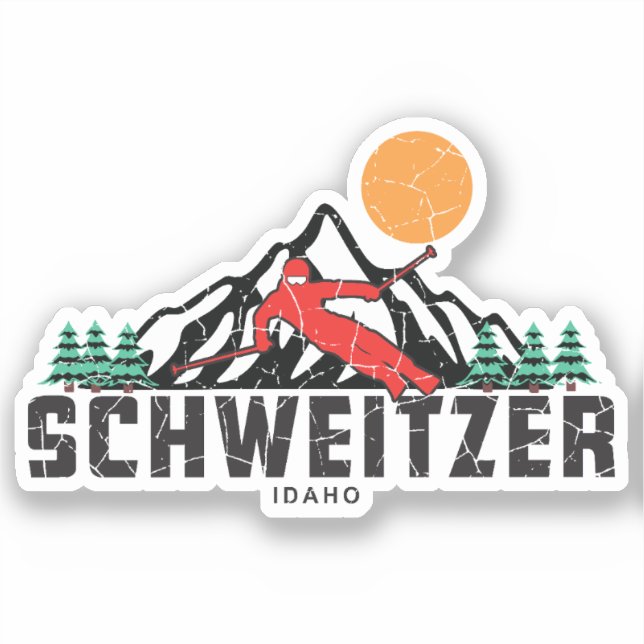 Retro Schweitzer Mountain Ski  Sticker (Front)