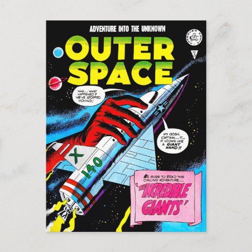 Retro Sci_Fi Adventure Outer Space Comics Cover Postcard