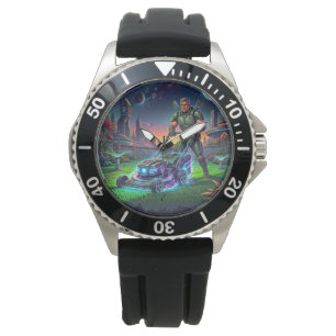 Retro Sci Fi Astronaut Galactic Lawn Comic Watch