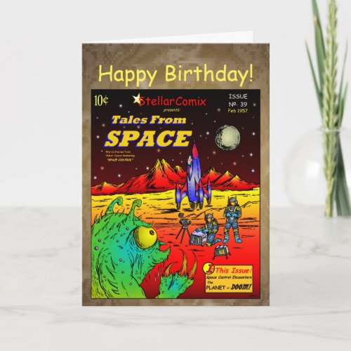 Retro Sci_Fi Comic Book Birthday Card