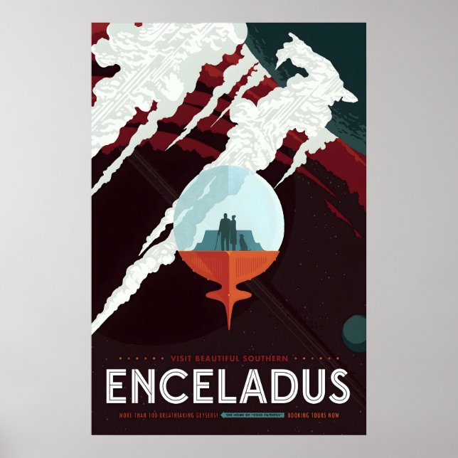 Retro Sci-Fi Enceladus Travel Poster  Futuristic (Front)