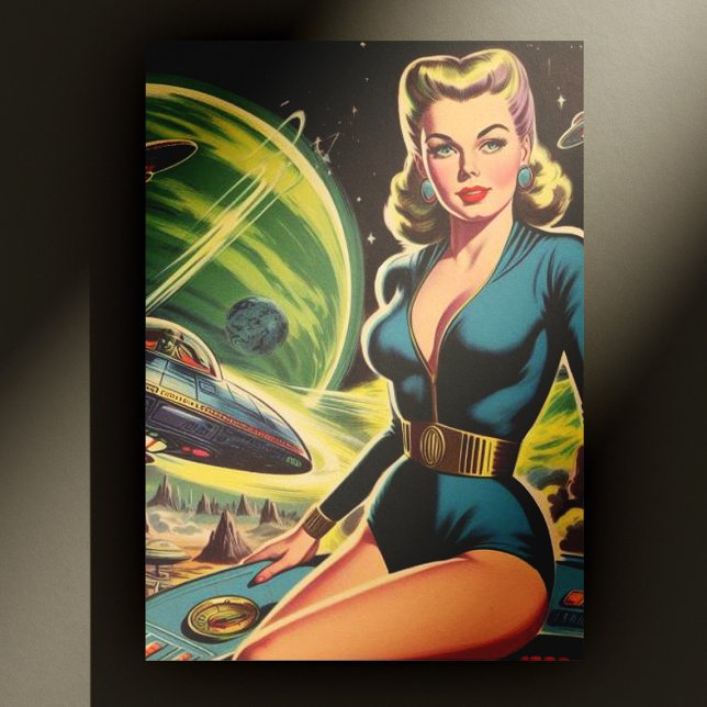 Retro Sci Fi Girl Postcard (Creator Uploaded)