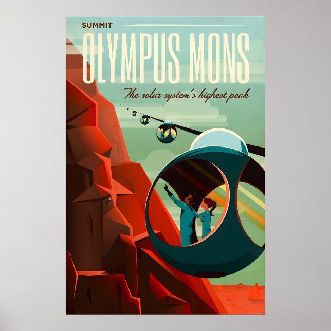 Retro Sci-Fi Olympus Mons Travel Poster (Front)