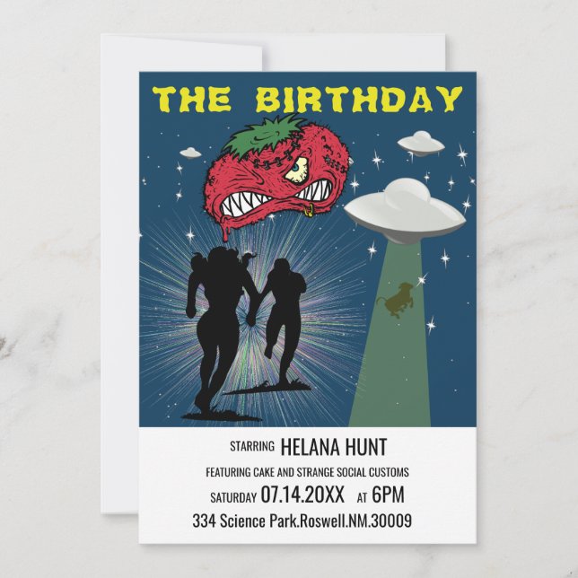Retro Sci Fi Poster birthday party Invitation (Front)