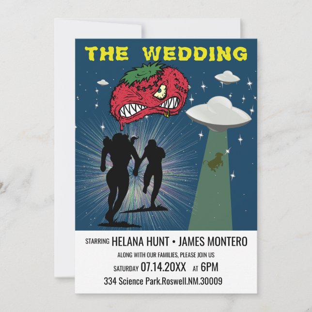 Retro Sci Fi Poster Wedding Invitation (Front)