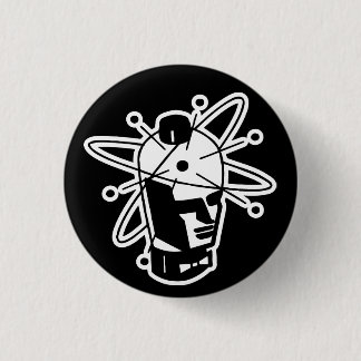 Retro Sci-Fi Robot Head - Black & White Pinback Button