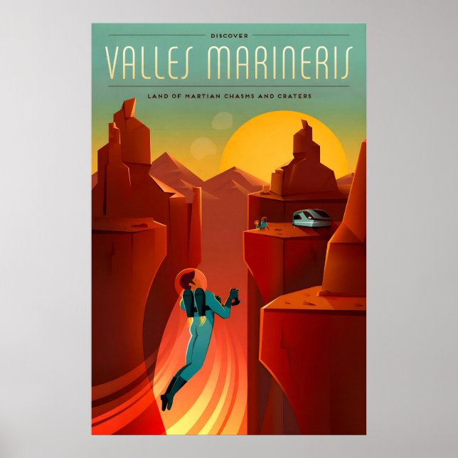 Retro Sci-Fi Valles Marineris Travel Poster (Front)