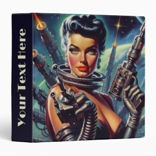 Retro Sci-Fi Woman Painting 3 Ring Binder