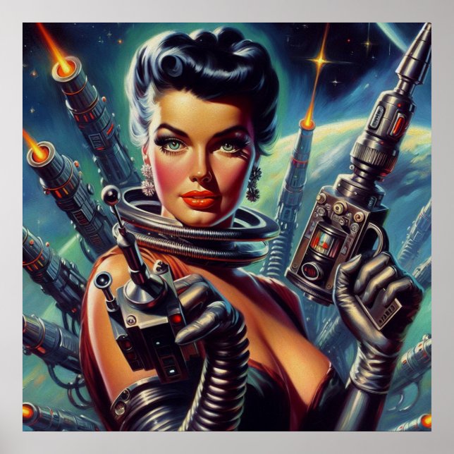 Retro Sci-Fi Woman Painting Poster (Front)