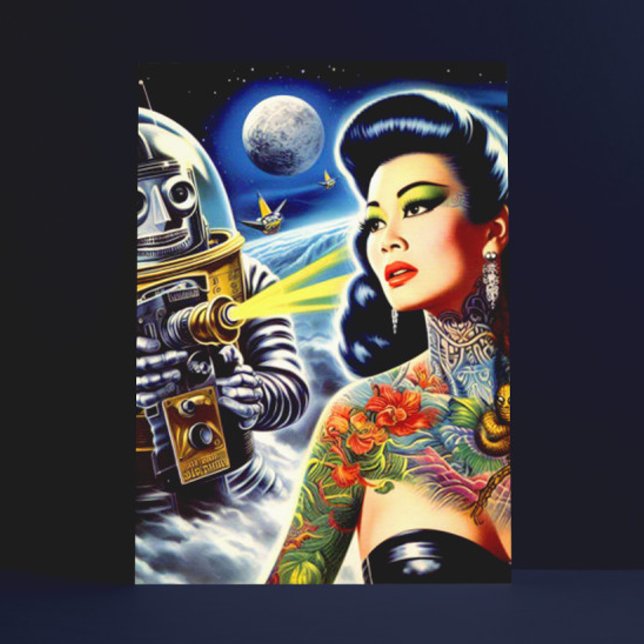 Retro Sci-fi Woman Postcard (Creator Uploaded)