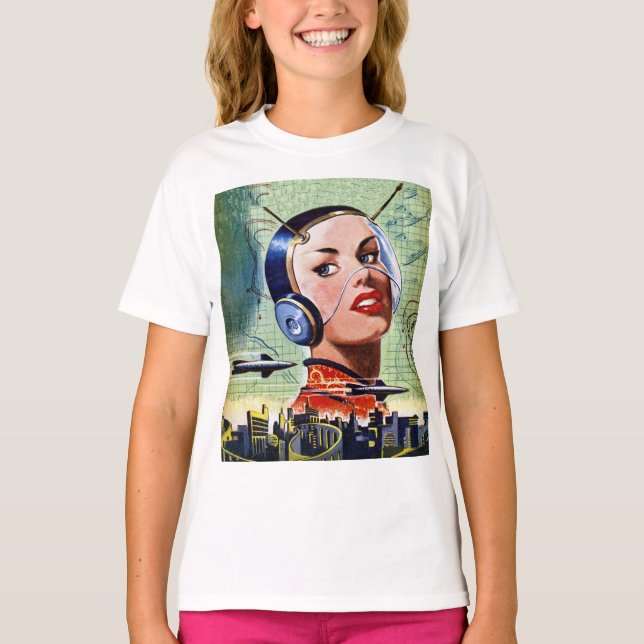 Retro Science Fiction Girls T-Shirt (Front)