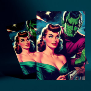 Retro Science Fiction Pin-up Postcard